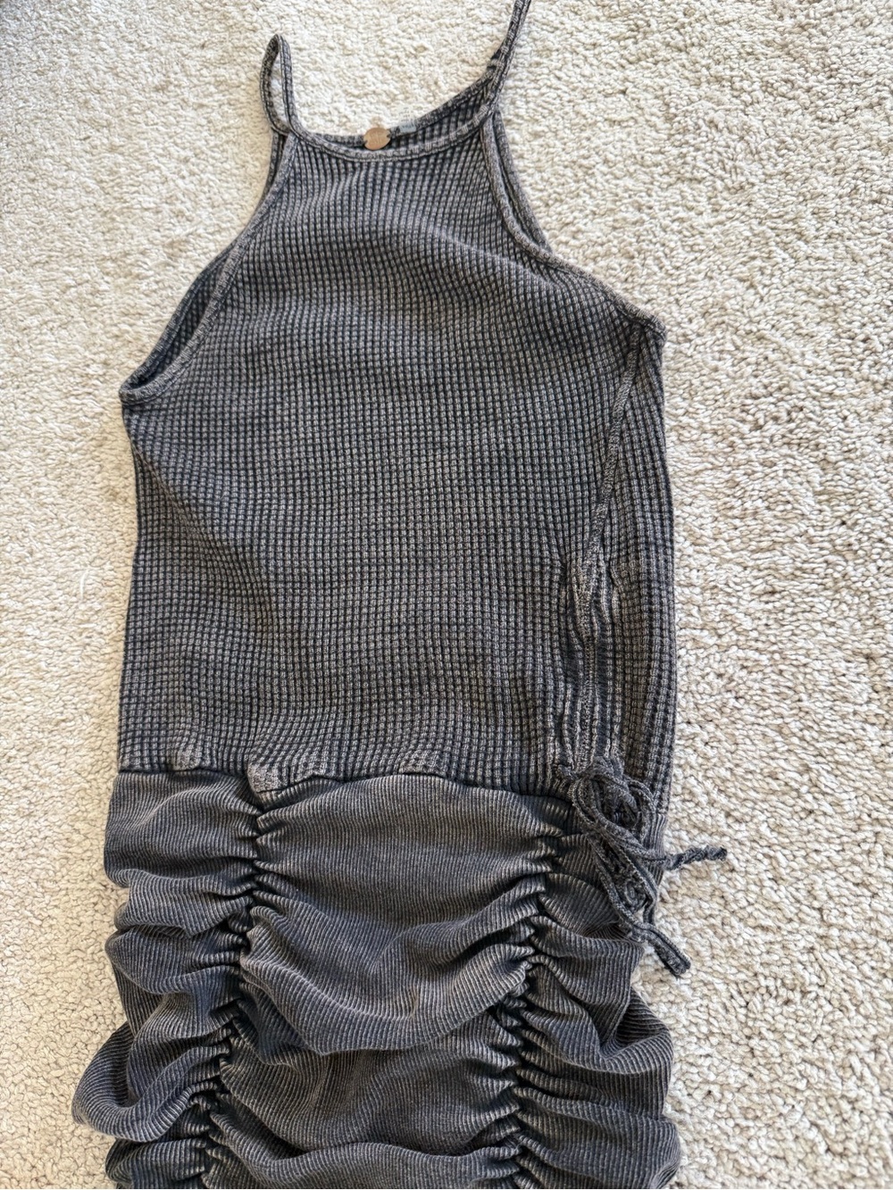 Free People One Ribbed Halter Ruched Mini Dress - Picture 3 of 7